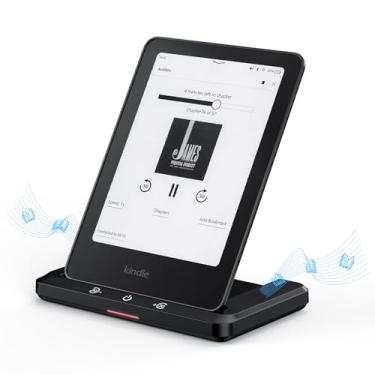 Imagem de Base de carregamento sem fio com alto-falante para audiolivro, carregador sem fio compatível com Kindle Paperwhite Signature Editions (versões 2022 e 2024) e Kindle Colorsoft Signature Edition, iPhone