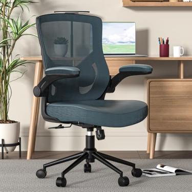 Imagem de CYKOV Cadeira de escritório, cadeira de mesa com encosto alto, altura ajustável e design ergonômico, cadeira de computador, suporte lombar executivo, apoio de braço acolchoado flip-up