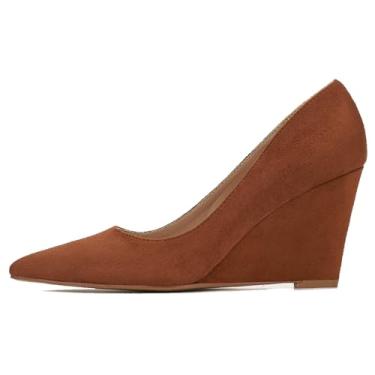 Imagem de Lryweisy Sapato social feminino salto baixo bico fechado, Marrom 001, 35