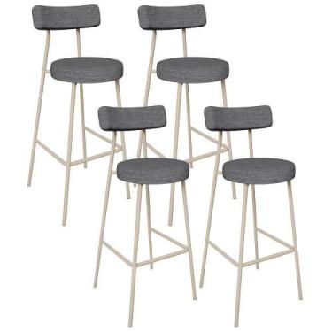 Imagem de Kit 04 Banquetas Alta Bar Cozinha Sala De Jantar Aço Milão Arena L02 L