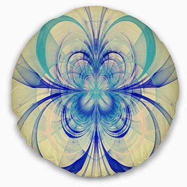 Imagem de Design floral azul fractal flor padrão floral sala de estar, sofá, almofada de alta qualidade + capa de almofada impressa em ambos os lados 50 cm