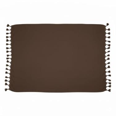 Imagem de Canga Praia Lisa Simples Com Franja Viscose Moda Verão 2025 (Marrom Escuro)