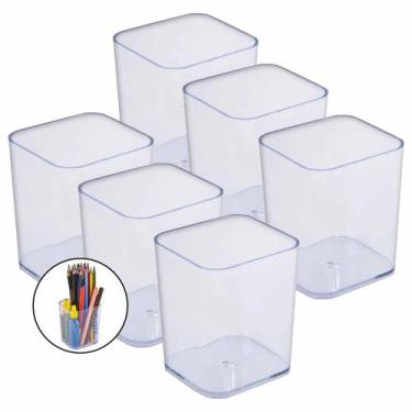 Imagem de Kit 6 Organizador De Mesa Lápis Maquiagem Pincel Algodão Dello - Delo