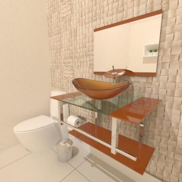 Imagem de Gabinete de Vidro 70cm para Banheiro Irlanda - EKASA, Dourado Real