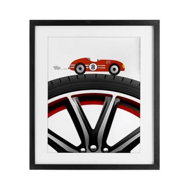 Imagem de Stupell Industries Impressão emoldurada Sport Fast Lane Racecar Birch sob vidro, design de Christine Simpson Art, 40,6 x 33,5 cm