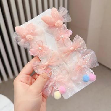 Imagem de 8 peças de grampo de cabelo bonito e super fada para meninas, clipe de cabelo de flor de tecido, clipe de bico de pato para meninas, clipe de franja para meninas