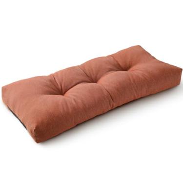 Imagem de SUNROX LokGrip Almofada de banco antiderrapante tufada de espuma de memória, resistente à água, durável, espessa, externa/interna, almofadas de banco 91 x 35 x 10 cm, terracota