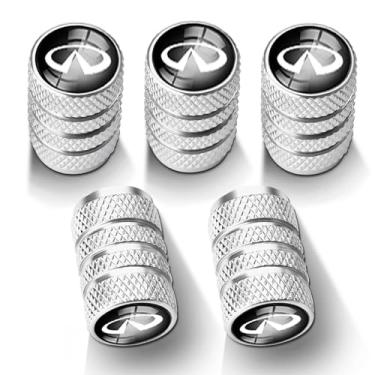 Imagem de 5 peças de tampas de haste de válvula de pneu, tampa de válvula protetora de pneu automotivo de metal, para Infiniti QX50 Q50 Q70 Q70L Q60 QX30 QX60 QX80 todos os modelos tampa de roda, peças de pneu