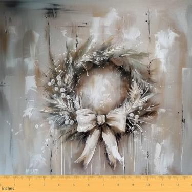 Imagem de Erosebridal Tecido de guirlanda de Natal por jarda, laço de laço de Natal para ambientes internos e externos, tecido de guirlanda de árvore de Natal Vinatge Farmhouse, faça você mesmo 1 jarda