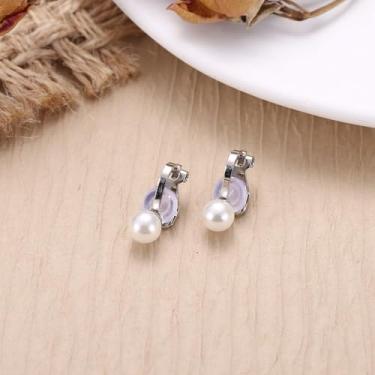 Imagem de Brincos de pressão femininos fofos de borboleta flor pérola CZ coração estrela clipe brincos multicoloridos brincos falsos não perfurados, standard, Cobre, Sem pedra preciosa