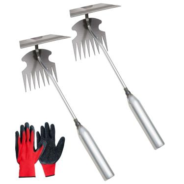 Imagem de Ferramenta extrator de ervas daninhas, 2 peças, ferramenta de remoção de ervas daninhas de dupla finalidade, ferramentas manuais de jardinagem de 8 dentes para jardim, quintal, fazenda