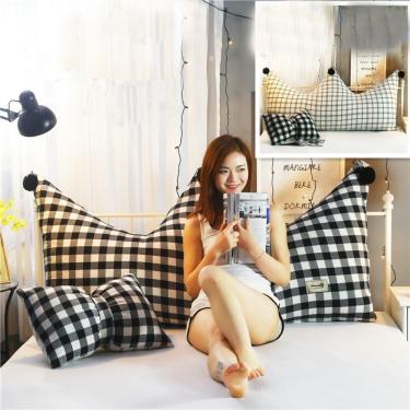 Imagem de Almofadas De Leitura Coroa Encosto De Cabeceira Almofada De Cabeceira Macia Almofada De Decoração De Quarto Infantil Com Capa Removível E Lavável, Coffeeplaid, 180 * 80cm