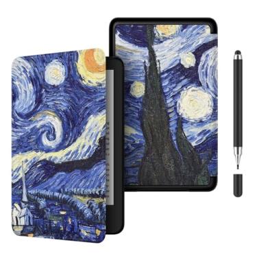 Imagem de Akacy Capa com padrão pintado para Kindle paperwhite de 6,8 polegadas 11 geração (2021, modelos M2L3EK). Capa traseira de borracha TPU de silicone flexível fina, fina, flexível, cantos de borda
