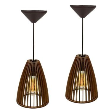 Imagem de Kit Pendente Lustre Luminária Sile 23 Cm Decoração De Teto Sala Modelo Rústico Fio 1 Metro 110/220V.