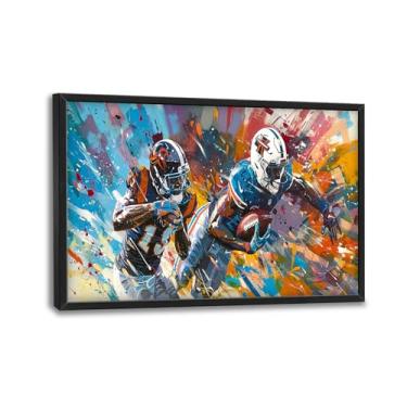 Imagem de Arte de parede de futebol para sala de estar tamanho extra grande jogador de futebol decoração de parede grande impressões em tela esportiva quadros gigantes pintura emoldurada arte moderna casa sala