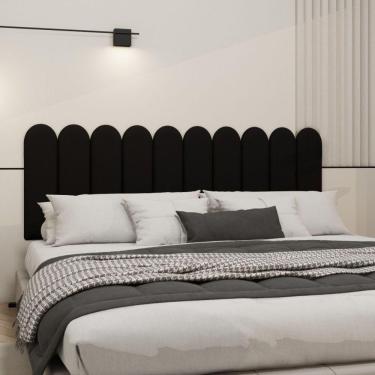 Imagem de Cabeceira Nuvem Suede King Size Com 10 Placas Macias De 60cm Preto