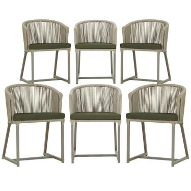 Imagem de 6 Cadeiras De Jantar Noronha Fendi Corda Náutica E13 Trama Rami