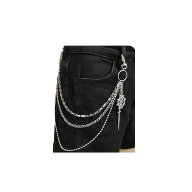 Imagem de Calça punk espada corrente hip hop carteira/bolso/jeans/cinto corrente acessórios góticos para mulheres homens gothing hip hop motociclista chaveiro acessórios, one size, Metal não precioso, Sem Pedra