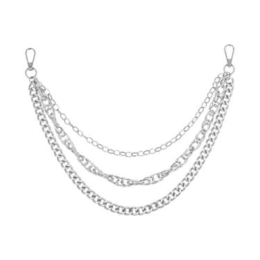 Imagem de Corrente para calças prateadas com fechos de lagosta acessórios góticos hip hop corrente jeans punk estilo motociclista unissex