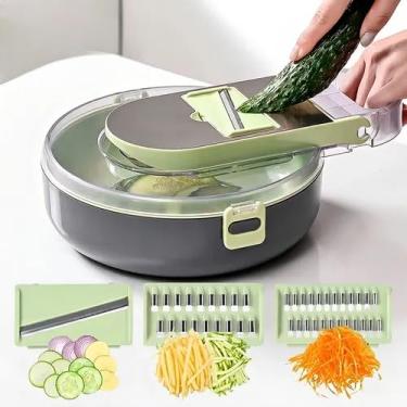 Imagem de Ralador Fatiador Vegetais Redondo 15 Peças Cortador Mandoline Processador Legumes Verduras Cozinha
