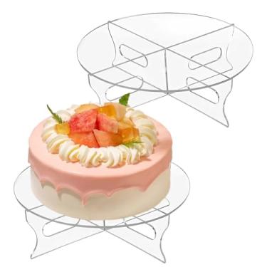 Imagem de 2 peças de suporte de bolo redondo de acrílico com base, suportes de bolo de aniversário de 30 cm, bandejas decorativas de sobremesa para chá, festa de aniversário, casamento, chá de bebê (2 peças)