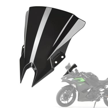 Imagem de GFARDMOTO Para-brisas de bolha dupla para Kawasaki Ninja 500/500 ABS / 500 SE 2024 2025 carenagem frontal de motocicleta defletor de ar para para-brisa spoiler (fumaça preta)