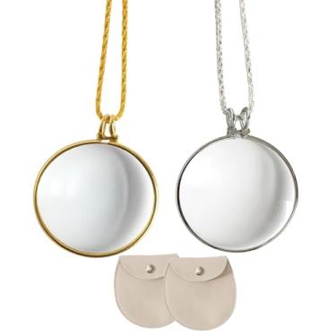 Imagem de Conjunto de 2 pacotes com colares de prata e ouro, inclui 2 bolsas ovais bege de veludo, monóculo, 5 x colar de lupa, ocular monical