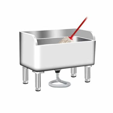 Imagem de TRGCJGH Lavatório de serviço de esfregão de aço inoxidável, pia de restaurante comercial com filtro de drenagem, balde de esfregão utilitário (tamanho: 120 x 41 x 55 cm (47,2 x 16,1 x 21,6 polegadas