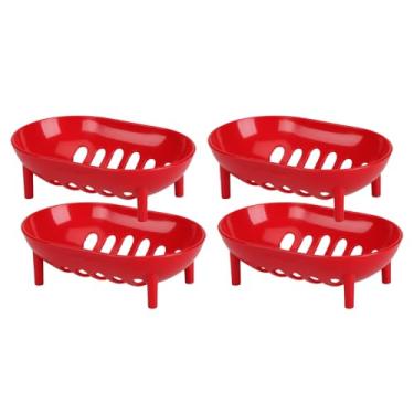 Imagem de Saboneteira Porta Sabonete De Plástico De Plastico Vazada Portátil (Vermelho | Kit 4)
