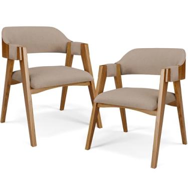 Imagem de Kit 02 Cadeiras Para Sala de Jantar e Estar Living Estofada Suran L02 Linho Bege Escuro - Lyam