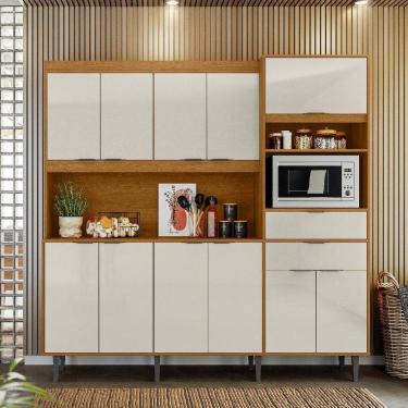 Imagem de Armário De Cozinha Bahamas 11 Portas 2 Gavetas Jequitibá/areia - Lukaliam