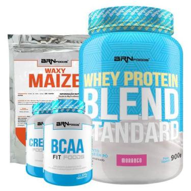 Imagem de Kit Blend Standard Morango + Bcaa + Creatina + Waxy Maize - Brnfoods