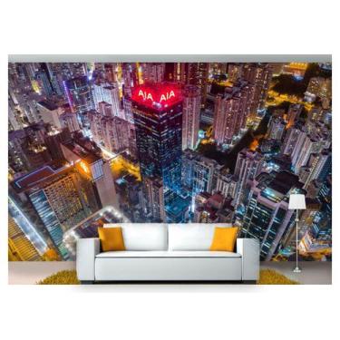 Imagem de Papel De Parede Cidade Prédios Luzes Noite 3D Ncd235 - Você Decora