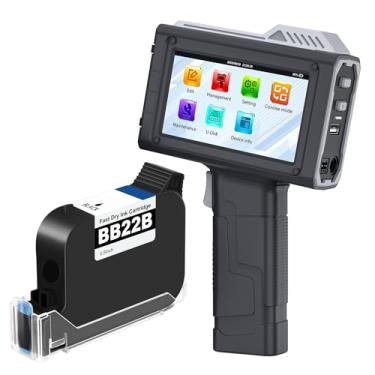 Imagem de UPRINTJET Impressora a jato de tinta portátil BT-HH6205B, altura de impressão de 0,5 polegadas, codificador de jato de tinta com tinta de secagem rápida de 42 ml, suporte para impressora de data e