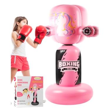 Imagem de VCOLAN Saco de pancadas para crianças, saco de pancadas infantil de 122 cm, novo saco de boxe inflável giratório de 360° para meninas, presente de aniversário de Natal para crianças de 3 a 6 anos