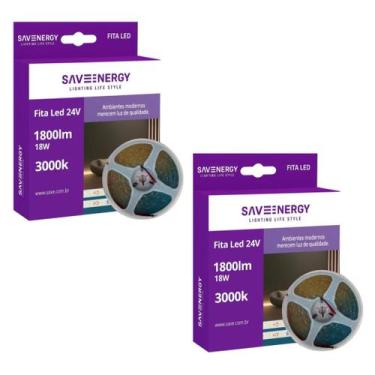 Imagem de 2 Fita LED 24V 18W/m 3000K 5m 240LEDs/m IP20 Save Energy