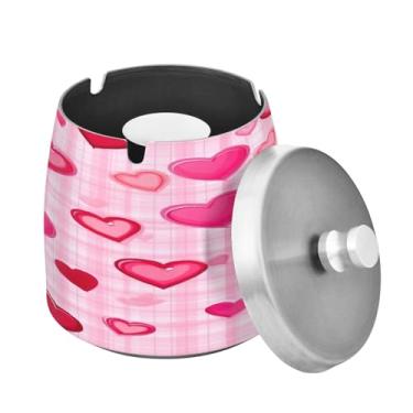 Imagem de Blueangle Cinzeiro de corações rosa com tampa para cigarros, à prova de vento/chuva, aço inoxidável, sem fumaça, inodoro, cinzeiro para uso interno ou externo (43)