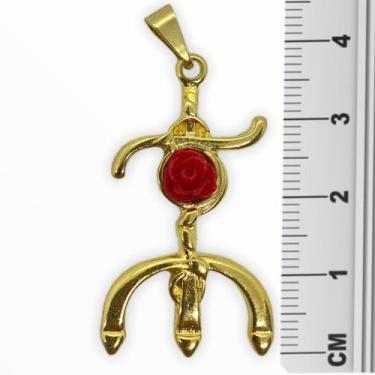 Imagem de Pingente Tridente Pomba Gira Rosa 3,8 Cm Em Metal Banhado - Lua Místic