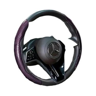 Imagem de Capa De Volante De Carro Universal Antiderrapante Em Fibra De Carbono 