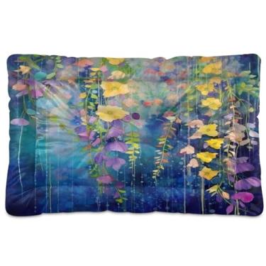 Imagem de SEHANY Cama para cães e gatos com flores silvestres coloridas com fundo antiderrapante, cama de canil, colchão macio para animais de estimação, lavável para cães pequenos, médios e grandes, gatos, 91