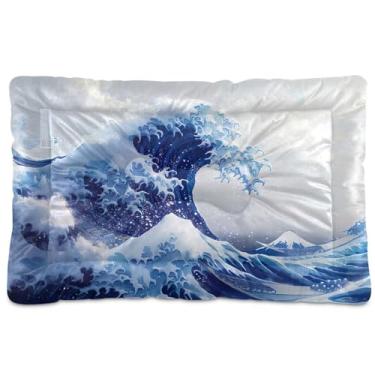 Imagem de SEHANY Cama para cães Sea Wave Cama de gato com fundo antiderrapante, cama de canil, colchão macio para animais de estimação, lavável para cães pequenos, médios e grandes, gatos, 91 x 61 cm