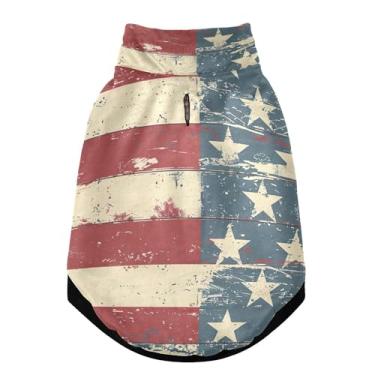 Imagem de SEHANY Casaco de cachorro com bandeira americana para cães pequenos, superquente, à prova de vento, jaqueta macia e aconchegante para animais de estimação, moletom para clima frio na neve com furo de