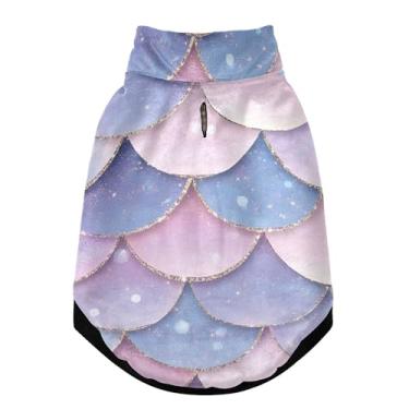 Imagem de SEHANY Casaco de cachorro com escama de peixe arco-íris para cães pequenos, superquente à prova de vento, jaqueta de inverno macia e aconchegante para clima de neve fria com coleira para animais de