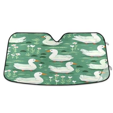 Imagem de ATTX Para-brisa de carro Cartoon Ducks 134.6 cm x 59.7 cm Protetor solar universal com proteção UV, persiana de janela frontal automática dobrável para caminhões Sedans SUVs #362
