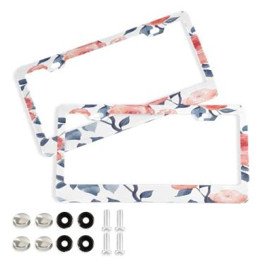 Imagem de SEHANY Molduras de placa de carro rosa dos namorados, capas de moldura de placa de carro de alumínio à prova de ferrugem com orifícios elípticos e parafusos serve para veículos padrão dos EUA tamanho