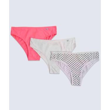 Imagem de Kit 3 Calcinhas Biquíni Delcotton-62659, Branco, Rosa, M
