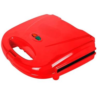 Imagem de Sanduicheira Grill 2 em 1 Antiaderente Chapa Elétrica Omeleteira Lanche Casa Cozinha(Vermelho,127V)