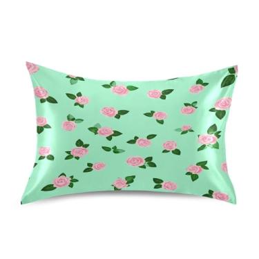 Imagem de SEHANY Capas de almofada elegantes de seda rosas para cabelo e pele, capas de almofada de cetim respiráveis macias e refrescantes com fecho de envelope, tamanho king (50,8 x 76,2 cm)