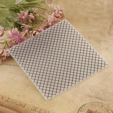 Imagem de Pasta de gravação de plástico com padrão de fundo xadrez quadrado, impressões texturizadas 3D, grade de diamante, molde de pasta para fazer cartões, scrapbook, papel, artesanato, álbuns, carimbos