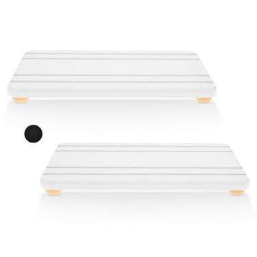 Imagem de KHZSPP 2 bandejas de pedra absorvente de água, bandeja de secagem rápida de diatomita de 19,8 cm x 9,9 cm para balcão de banheiro e cozinha, organizador de organizador de pia de toucador, suporte de